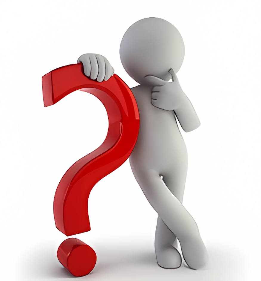 poppetje die leunt op vraagteken.