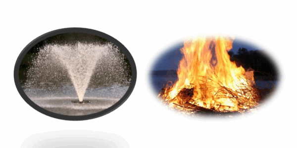 waterfontein en kampvuur